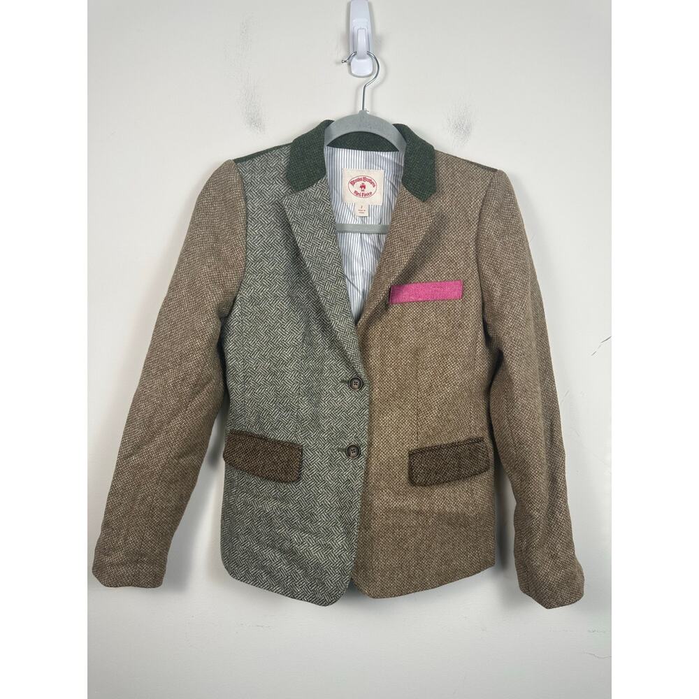 Brooks Brothers Red Fleece Wool Herringbone Blazer Size‎ Color Block 2 EUC